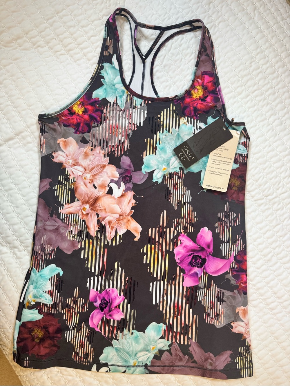 Calia By Carrie Underwood Floral Racerback Workout Tank NWT Moisture Wicking
